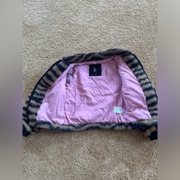 Girls brown and black faux fur jacket